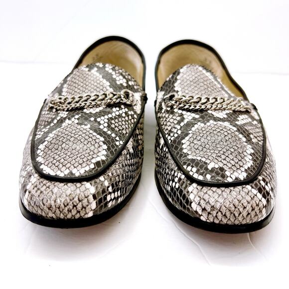 ❌SOLD❌ SAM EDELMAN Lorenzo SNAKE Print Loafers Women’s Size 8.5 Black Gray - Picture 2 of 8